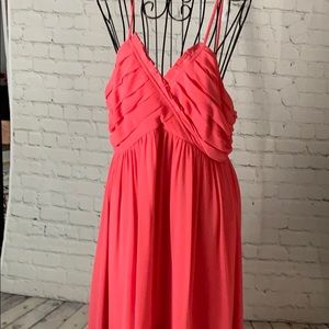Morgan Mcfeeters Pink Ruffle Spaghetti Strap Dress